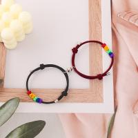 Casal pulseira e bracelete, Nylon polipropileno, with liga de zinco, joias de moda, Mais cores pare escolha, 3mm,8mm,14cm,26cm, vendido por par