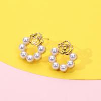 Zinc Alloy Stud Earring with ABS Plastic Pearl fashion jewelry & for woman nickel lead & cadmium free Sold By Pair