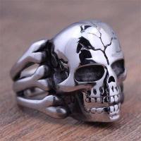 Zinc Alloy Finger Ring Skull silver color plated fashion jewelry & for man nickel lead & cadmium free Sold By PC