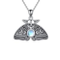 Collier de bijoux en alliage de zinc, avec Moonstone, Plaqué de couleur d'argent, Halloween Design & bijoux de mode & unisexe, protéger l'environnement, sans nickel, plomb et cadmium, 25.90x28.70mm, Longueur Environ 45 cm, Vendu par PC