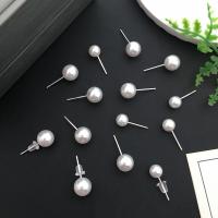 Bijoux boucles d'oreilles, perle de plastique, avec silicone, bijoux de mode & normes différentes pour le choix & pour femme, blanc, 100PC/sac, Vendu par sac