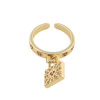 Kubieke Circonia Micro Pave Brass Ring, Messing, gold plated, mode sieraden & micro pave zirconia & voor vrouw, gouden, 34*20*2mm, Verkocht door PC