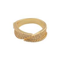 Kubieke Circonia Micro Pave Brass Ring, Messing, gold plated, mode sieraden & micro pave zirconia & voor vrouw, gouden, 20*13*2.5mm, Verkocht door PC