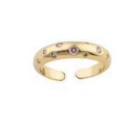 Kubieke Circonia Micro Pave Brass Ring, Messing, gold plated, mode sieraden & micro pave zirconia & voor vrouw, gouden, 21*4*3mm, Verkocht door PC