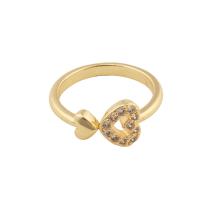 Kubieke Circonia Micro Pave Brass Ring, Messing, gold plated, mode sieraden & micro pave zirconia & voor vrouw, gouden, 21*9*3mm, Verkocht door PC