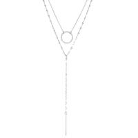 Collana Multi strato, 316L acciaio inox, with 8cm extender chain, Ciambella, Doppio strato & gioielli di moda & per la donna & cavo, nessuno, assenza di nichel,piombo&cadmio, 2x25mm,15mm, Lunghezza Appross. 42 cm, Venduto da PC