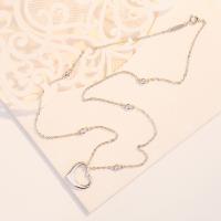 925 Sterling Silver Necklaces with 1.97inch extender chain Heart plated fashion jewelry & for woman nickel lead & cadmium free Length Approx 15.74 Inch Sold By PC