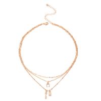 Collier de mode Multi couche, alliage de zinc, trois couches & bijoux de mode & pour femme & avec strass, protéger l'environnement, sans nickel, plomb et cadmium, Vendu par PC