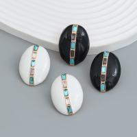 Pendientes de Perno de Aleación de Zinc, para mujer & esmalte & con diamantes de imitación, más colores para la opción, libre de níquel, plomo & cadmio, 32x25mm, Vendido por Par