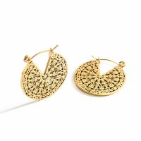 Titanium Steel  Earring Round plated fashion jewelry golden Sold By Pair