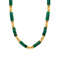 Acier titane collier, avec Jaspe d'impression, avec 2inch chaînes de rallonge, Placage de couleur d'or, bijoux de mode & pour femme, plus de couleurs à choisir, Longueur Environ 15.4 pouce, Vendu par PC