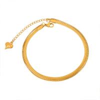 Titanium Steel Anklet with 2inch extender chain gold color plated Double Layer & fashion jewelry & for woman Length Approx 7.9 Inch Sold By PC