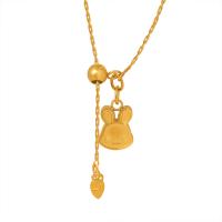 Acier titane collier, avec 2inch chaînes de rallonge, lapin, Placage de couleur d'or, bijoux de mode & pour femme, Longueur Environ 17.3 pouce, Vendu par PC