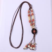 Sweater Chain Necklace Porcelain with Cotton Fabric handmade fashion jewelry & Bohemian style & for woman Length Approx 68-118 cm Sold By PC