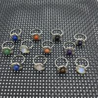 Gemstone Finger Ring, Mässing, med Ädelsten, plated, Naturligt & mode smycken & för kvinna, fler färger för val, 17mm, Säljs av PC