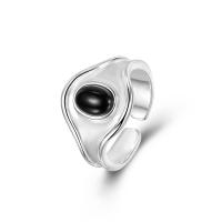 Sterling Silver Jewelry Finger Ring, 925 Sterling Silver, le Agate Black, jewelry faisin & do bhean, nicil, luaidhe & caidmiam saor in aisce, 16.9mm, Méid:14, Díolta De réir PC