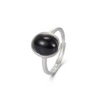 Anillo de Plata Esterlina, Plata de ley 925, con Ágata negra, Joyería & para mujer, libre de níquel, plomo & cadmio, 16.9mm, tamaño:14, Vendido por UD