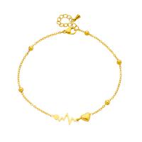 Fashion Jewelry Anklet, Acier titane, avec 1.57inch chaînes de rallonge, Placage, bijoux de mode & pour femme, doré, Vendu par Environ 8.27 pouce brin