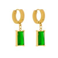 Titanium Staal Earring, met Emerald, plated, mode sieraden & voor vrouw, gouden, 30mm, Verkocht door pair