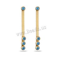 Boucles d'oreilles Mal Eye, Acier titane, Placage, bijoux de mode & émail, Or, 5x49mm, Vendu par paire