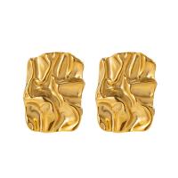 Roestvrij staal Stud Earrings, 304 roestvrij staal, plated, mode sieraden, gouden, 23.50x31.90mm, Verkocht door pair