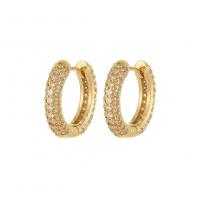 Cubic Zirconia Micro Pave Brass Earring real gold plated micro pave cubic zirconia & for woman Sold By Pair