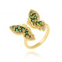 Cubic Zirconia Micro Pave Brass Ring Butterfly real gold plated micro pave cubic zirconia & for woman Sold By PC