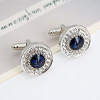 Cufflinks Zinc Alloy fashion jewelry & with rhinestone nickel lead & cadmium free Sold By Pair