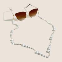 metal Cadena de gafas, con plástico PVC, chapado en oro KC, anti-skidding & multifuncional & para mujer, Blanco, libre de níquel, plomo & cadmio, 9mm, longitud aproximado 69 cm, Vendido por UD