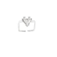 Kubieke zirconia messing ringen, hoge kwaliteit verguld en nooit vervagen, mode sieraden & voor vrouw & met zirkonia, zilver, 17mm, Verkocht door PC