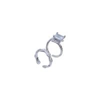 Kubieke zirconia messing ringen, geplatineerd, 2 stuks & mode sieraden & voor vrouw & met zirkonia, zilver, 17mm, Verkocht door Stel