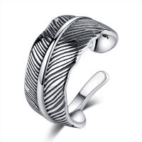 Sterling Silber Schmuck Fingerring, 925er Sterling Silber, Federn, plattiert, Modeschmuck & für Frau, Silberfarbe, 16mm,10mm, verkauft von PC