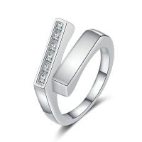 Cubic Zirconia micr3ofono pavimenta anillos de plata esterlina, Plata de ley 925, chapado, Joyería & micro arcilla de zirconia cúbica & para mujer, plateado, 16mm, Vendido por UD