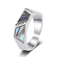 Sterling Silver Jewelry Finger Ring, 925 sterline d'argento, with conchiglia Abalone, lucido, gioielli di moda & per la donna, argento, 16mm,6mm, Venduto da PC