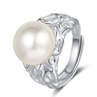 Sterling Silver smycken finger ring, 925 sterling silver, med Shell Pearl, plated, mode smycken & för kvinna, två olikfärgade, 16mm,12mm, Säljs av PC