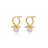 925 Sterling Silver Stud Earrings with Freshwater Pearl plated fashion jewelry & for woman nickel lead & cadmium free Sold By Pair