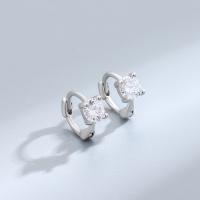 925 sterline d'argento orecchino a sostegno, placcato, gioielli di moda & per la donna & con strass, nessuno, assenza di nichel,piombo&cadmio, 4x8.5mm, Diametro interno:Appross. 6mm, Venduto da coppia