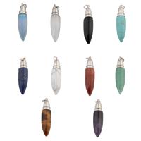 Gemstone Hängen Smycken, Ädelsten, med Mässing, mode smycken & olika material för val, 54x12x12mm, Hål:Ca 4mm, Säljs av PC