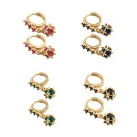 Boucles d'oreilles en laiton zircon cubique pavent, bijoux de mode & pavé de micro zircon & pour femme, plus de couleurs à choisir, protéger l'environnement, sans nickel, plomb et cadmium, 23x13mm, Vendu par paire