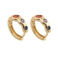 Boucles d'oreilles en laiton zircon cubique pavent, bijoux de mode & pavé de micro zircon & pour femme, doré, protéger l'environnement, sans nickel, plomb et cadmium, 16x5x2mm, Vendu par paire