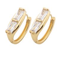 Boucles d'oreilles en laiton zircon cubique pavent, bijoux de mode & pavé de micro zircon & pour femme, doré, protéger l'environnement, sans nickel, plomb et cadmium, 21x7x4mm, Vendu par paire