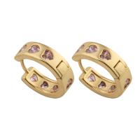 Boucles d'oreilles en laiton zircon cubique pavent, bijoux de mode & pavé de micro zircon & pour femme, doré, protéger l'environnement, sans nickel, plomb et cadmium, 16x5x2mm, Vendu par paire