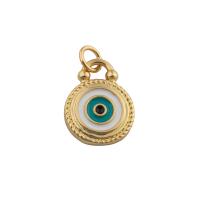 Pendentifs mauvais oeil, laiton, bijoux de mode & pour femme & émail, doré, protéger l'environnement, sans nickel, plomb et cadmium, 19x12x12mm, Trou:Environ 1mm, Vendu par PC