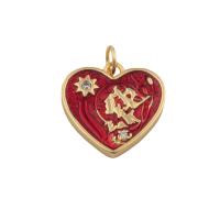 Cúbicos Circonia Colgante Latón Micro pavimenta, metal, Corazón, Joyería & micro arcilla de zirconia cúbica & para mujer, dorado, libre de níquel, plomo & cadmio, 21x18x2mm, agujero:aproximado 1mm, Vendido por UD