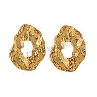 Roestvrij staal Stud Earrings, 304 roestvrij staal, plated, mode sieraden, gouden, 33.40x42.60mm, Verkocht door pair