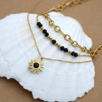 Collana in acciaio inossidabile, 304 acciaio inox, with Seedbead, placcato, tre strati & gioielli di moda & per la donna, oro, assenza di nichel,piombo&cadmio, Venduto da PC