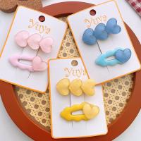 Hair Snap Clips Zinc Alloy with Resin Heart handmade Girl nickel lead & cadmium free Sold By Set