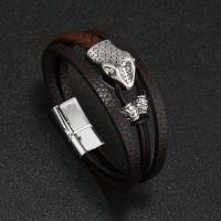 Bracelets cordon PU, cuir PU, avec alliage de zinc, bijoux de mode & pour homme, plus de couleurs à choisir, Vendu par PC