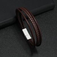 PU Leather Cord Bracelets with Zinc Alloy fashion jewelry & for man Sold By PC