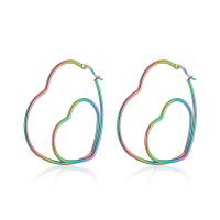 Acier inoxydable Levier Retour Earring, Acier inoxydable 304, coeur, bijoux de mode & pour femme & creux, multicolore, 56x52mm, Vendu par paire